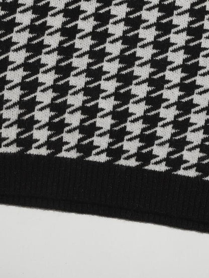 Houndstooth V Neck Sweater Vest - LuckyFash™