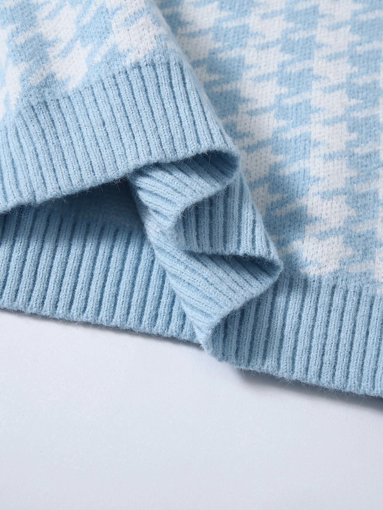 Houndstooth V Neck Sweater Vest - LuckyFash™