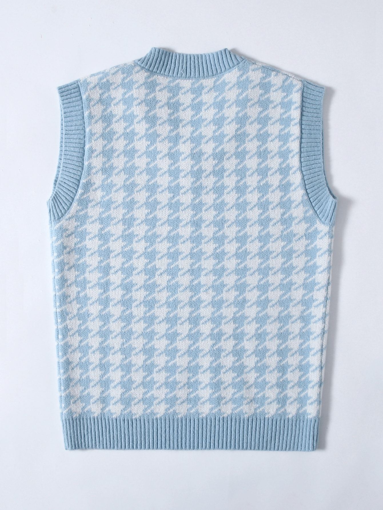 Houndstooth V Neck Sweater Vest - LuckyFash™