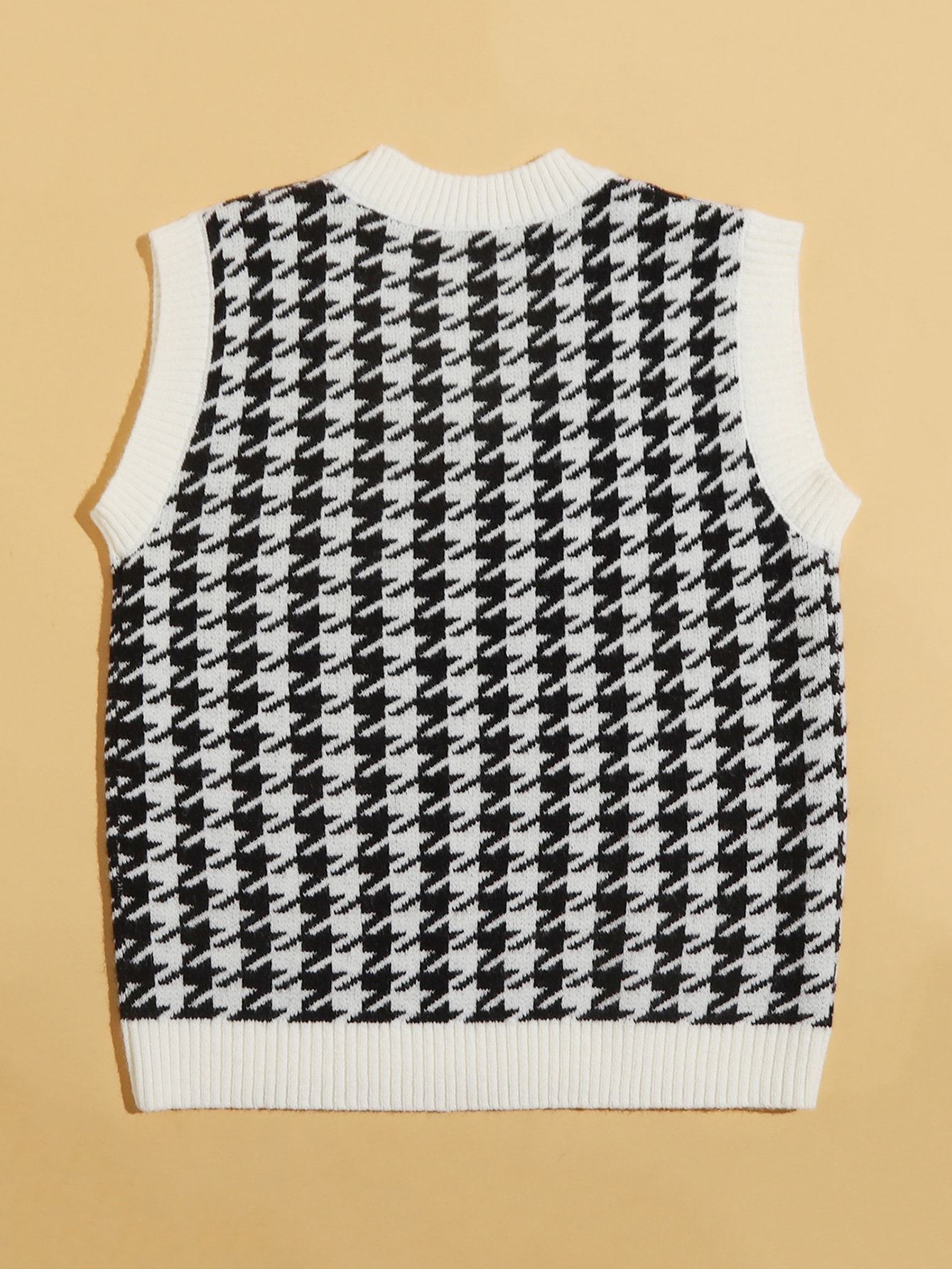 Houndstooth V Neck Sweater Vest - LuckyFash™