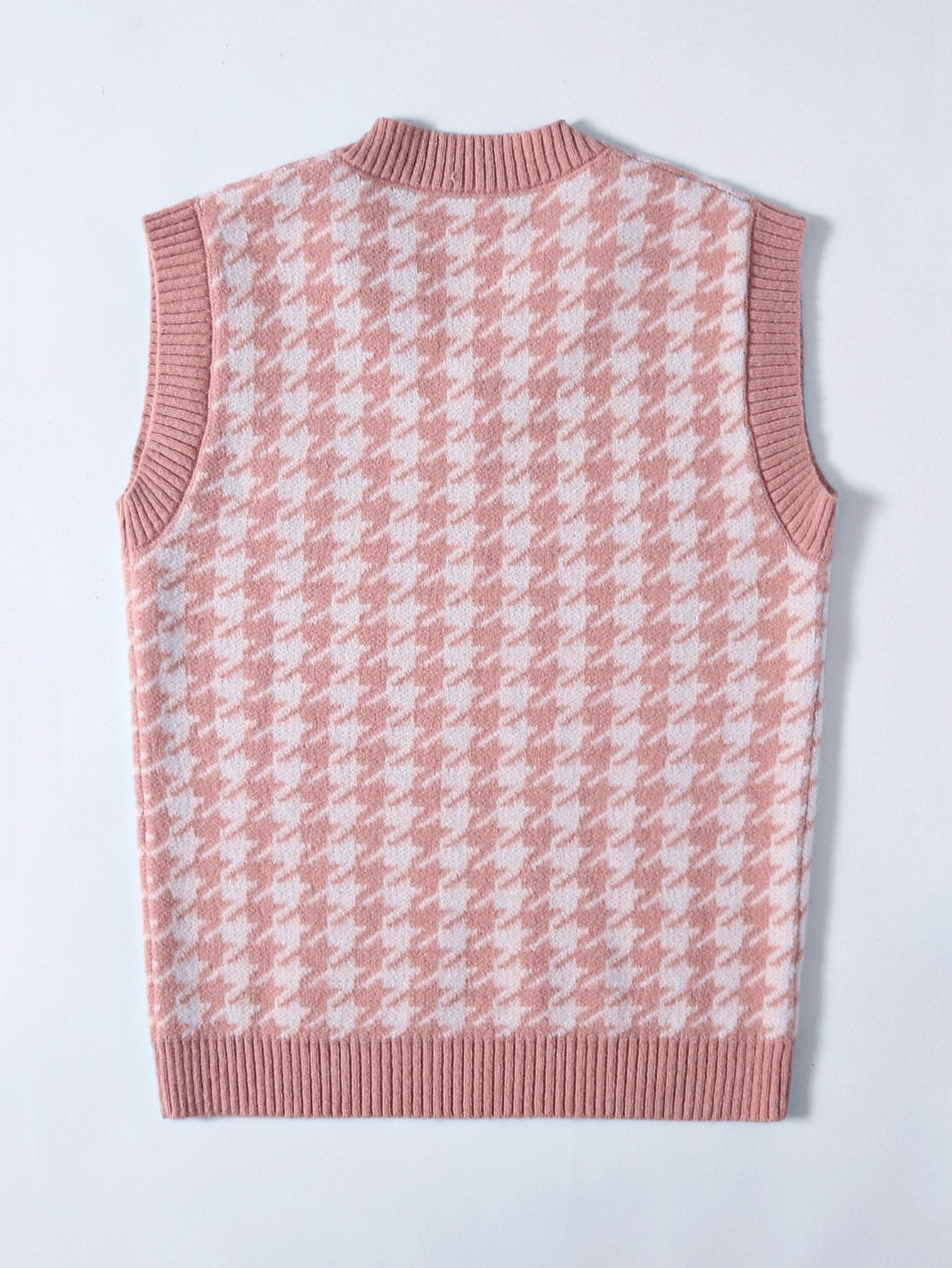 Houndstooth V Neck Sweater Vest - LuckyFash™