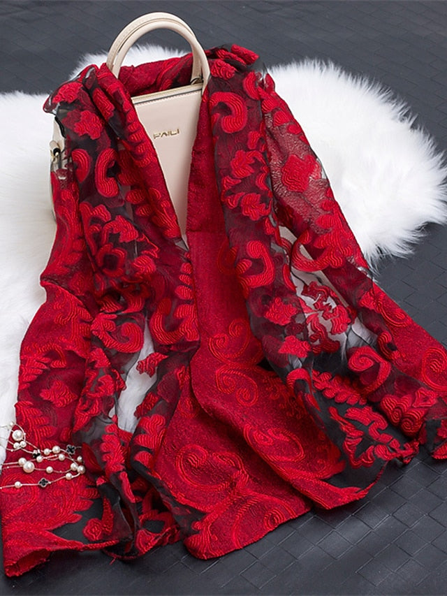 Boho Lady Women Long Soft Wrap Lady Shawl Organza Soft Scarf Scarves for Holiday Beach Accessories - LuckyFash™