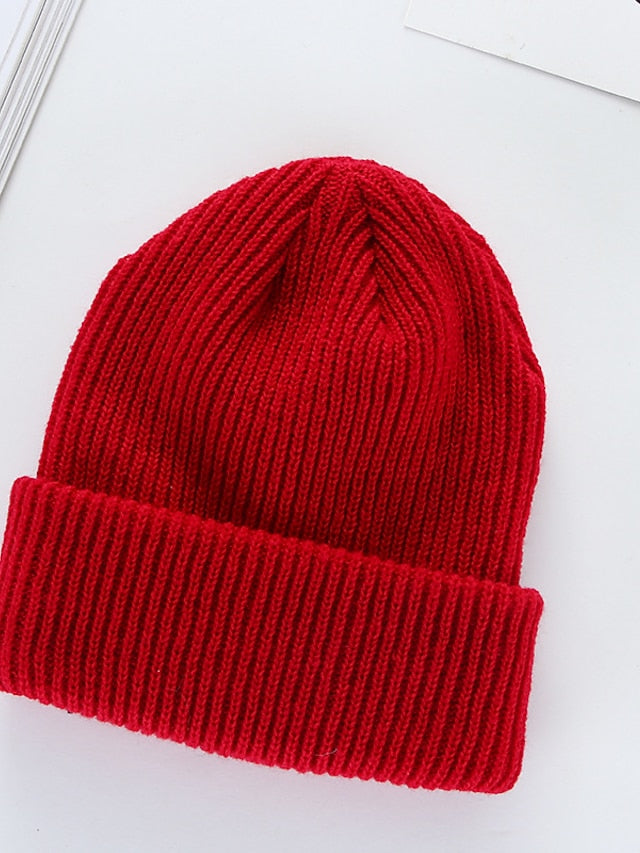 Women's Hat Beanie / Slouchy Light Pink Black Wine Outdoor Street Dailywear Knit Pure Color Comfort Warm Breathable - LuckyFash™