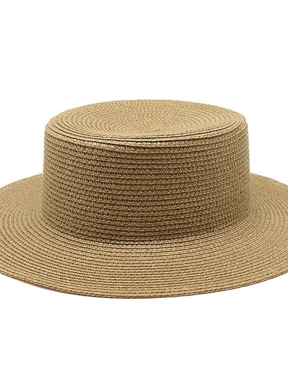 Sun Hats Women Caps Flat Top Wide Brim Straw Hat Summer Beach Casual White Black Hats - LuckyFash™