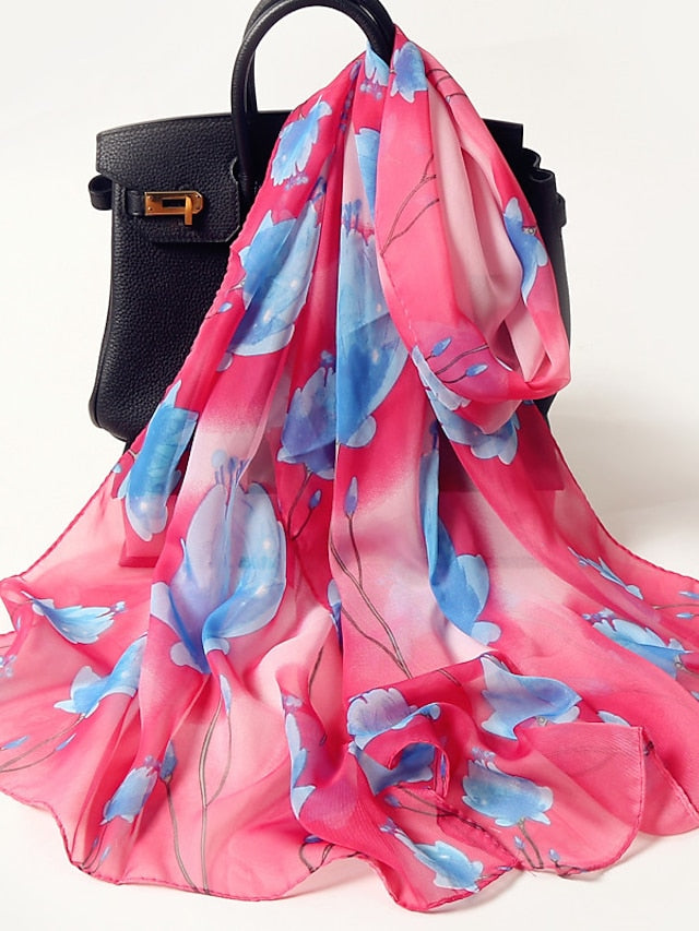 Women's Flower Wrap Shawl Stole Scarf Scarves Holiday Thin Fashion Scarf for Female - LuckyFash™