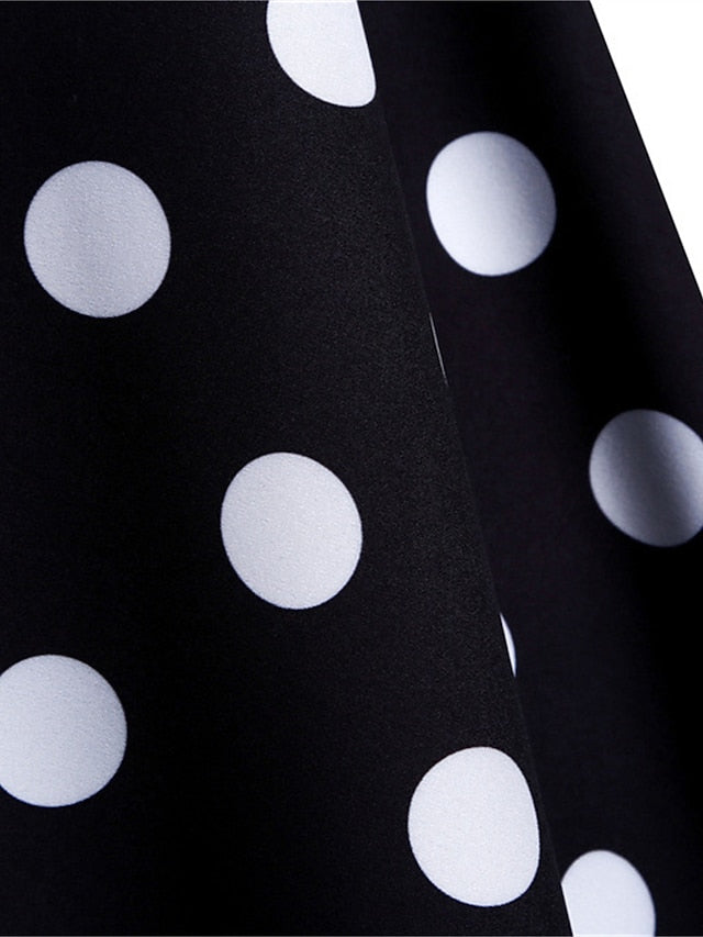 Women's Elegant Retro Vintage Dress Midi Dress Outdoor Holiday Lace Polka Dot Crew Neck Sleeveless Regular Fit Summer Spring 2023 Black White S M L XL - LuckyFash™