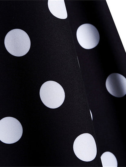 Women's Elegant Retro Vintage Dress Midi Dress Outdoor Holiday Lace Polka Dot Crew Neck Sleeveless Regular Fit Summer Spring 2023 Black White S M L XL - LuckyFash™