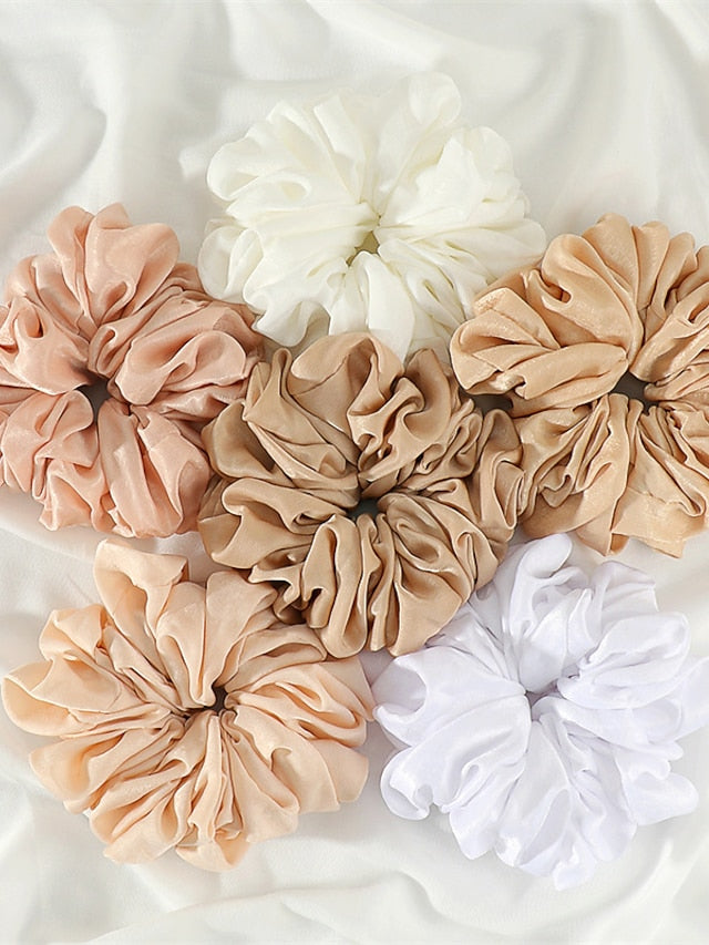 Plain Malaysian Bunch Hair Tie Women Silk Linen Ribbon Wrist Shawl Muslim Hijab Bonnet Volumizing Scrunchie Headband - LuckyFash™