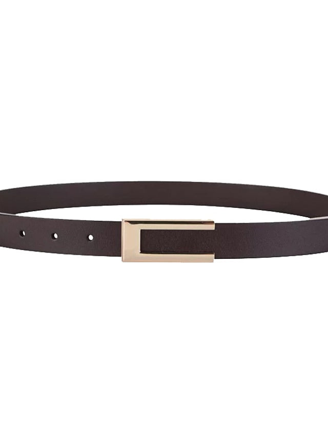 Women's Belt Genuine Leather Red Brown Black Red Brown Waist Belt Daily Holiday Dress Solid Color / Coffee - LuckyFash™