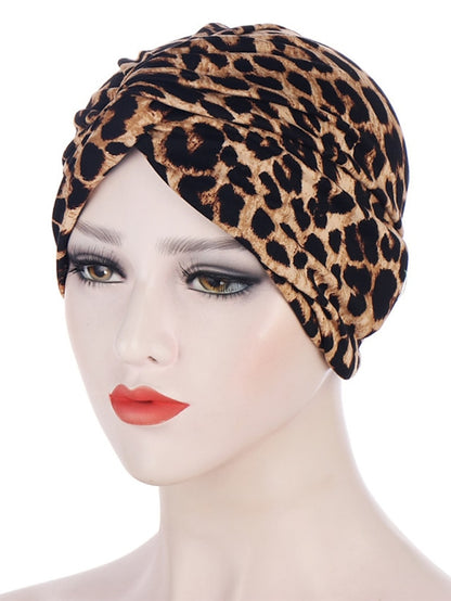 Women Muslim Daily Turban Folding Cross Knotted Hair Scarf Elastic Head Wrap Headwear Bandanas Lady Hair Hats Beanie Hair Loss Accessories - LuckyFash™