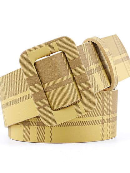 Women's Unisex PU Buckle Belt PU Leather Sliding Buckle Plain Casual Classic Party Daily Black Brown Yellow Beige - LuckyFash™