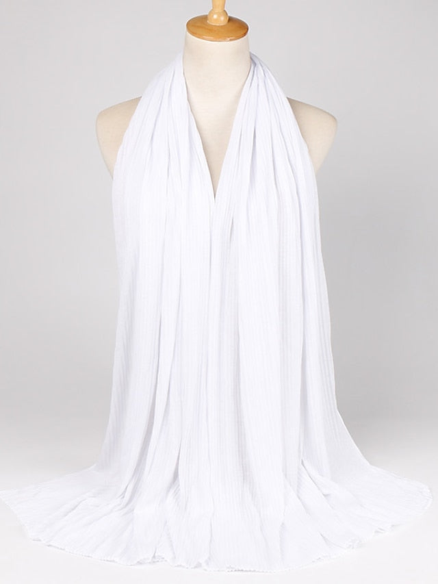 Multiple Colors Plain Solid Wrinkle Maxi Jersey Hijab Shawl Wrap Elastic Foulards Sjaal Arab Snood Islamic Muslim Headband 180*80Cm - LuckyFash™