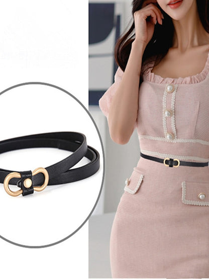 Women's Skinny Belt PU Leather Metal Bucke Plain Casual Work Daily Black White Brown Green - LuckyFash™