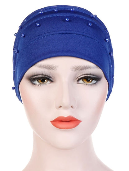 Fashion Muslim Women Turban Scarf Pearl Fold Turban Hat Cancer Chemo Beanies Cap Islamic Wrap Headscarf Musulman Femme Hijab Hair Accessories - LuckyFash™