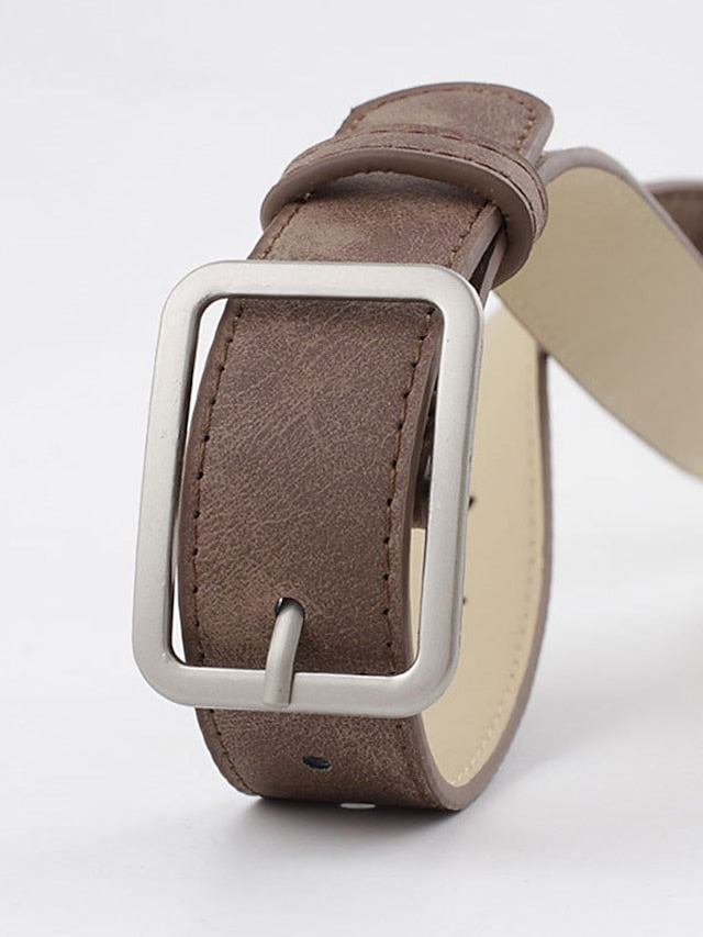 Women's Unisex PU Buckle Belt PU Leather Prong Buckle Plain Casual Classic Party Daily Black Brown Navy Blue Beige - LuckyFash™