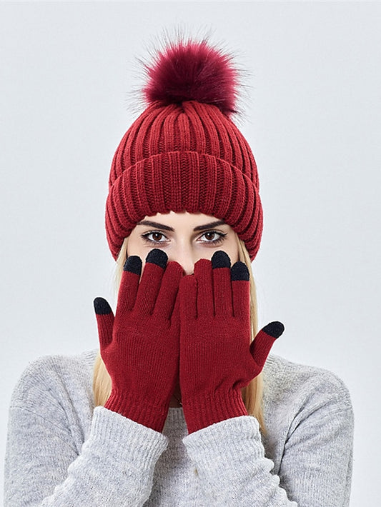 Women's Hat Beanie / Slouchy Black Wine Light Gray Outdoor Home Daily Knit Pure Color Portable Windproof Comfort - LuckyFash™