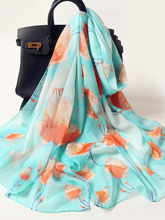 Women's Flower Wrap Shawl Stole Scarf Scarves Holiday Thin Fashion Scarf for Female - LuckyFash™