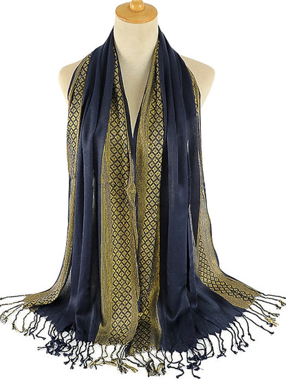 Plain Fashion Print Glitter Tassels Plaid Stripe Scarf Long Hijab Muslim Scarves/scarf for Women - LuckyFash™