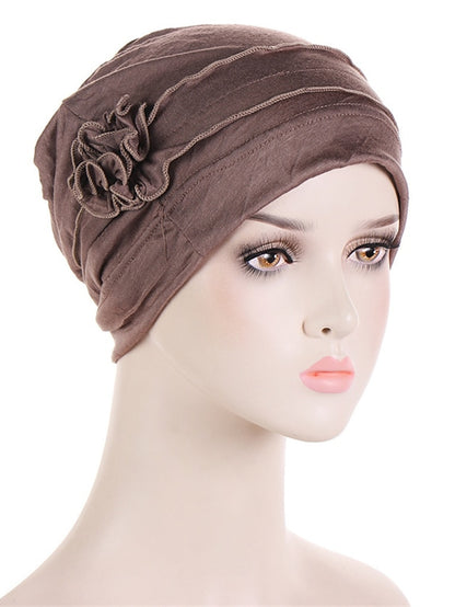 Women Turban Hat African Turban Covers Vintage Plain Head Wraps Soft Beanie Hat Headwear for Female - LuckyFash™