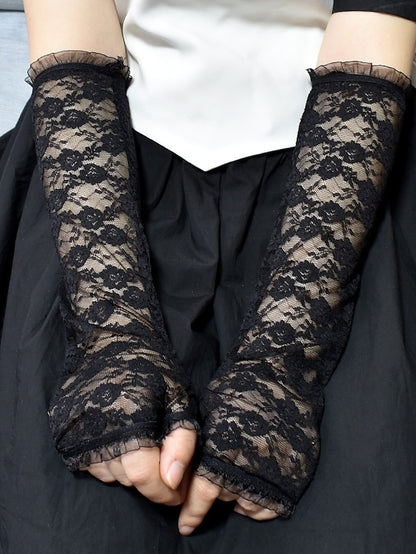 Women's Fingerless Gloves Party / Evening Daily Flower / Plants Lace Sexy Lolita Wedding Casual / Daily 1 Pair - LuckyFash™
