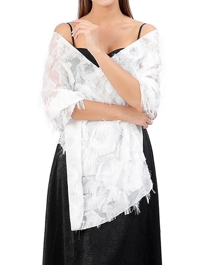 Women's Women's Shawls & Wraps Party Wedding Cocktail Party Black Silver White Scarf Pure Color - LuckyFash™