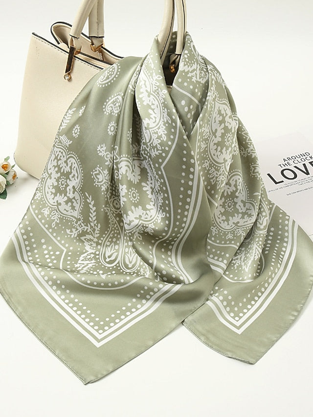 Fashion Printed Hair Scarf For Women 70*70cm Shawl Simple Bandana Head Bag Scarfs Female Kerchief Neck Scarves - LuckyFash™