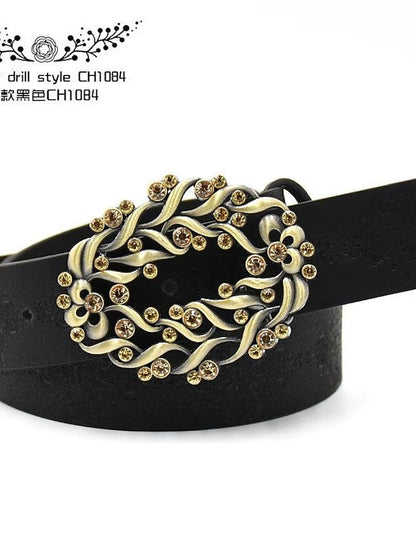 Women's PU Buckle Belt PU Leather Metal Bucke Engraved Crystal Rhinestone Classic Vintage Retro Wedding Party Rhinestone black ch1047 Rhinestone yellow camel ch1067 Rhinestone yellow camel ch1024 - LuckyFash™