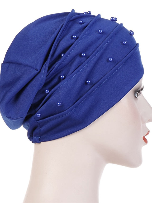 Fashion Muslim Women Turban Scarf Pearl Fold Turban Hat Cancer Chemo Beanies Cap Islamic Wrap Headscarf Musulman Femme Hijab Hair Accessories - LuckyFash™