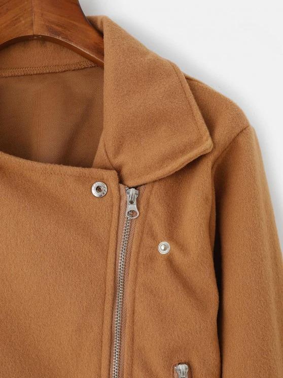 Inclined Zipper Plain Jacket - LuckyFash™