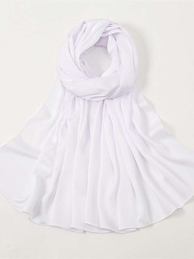 Crinkle Satin Hijab for Muslim Women Crepe Plain Shawl Wrinkle Solid Long Turban Islam Headscarf Solid Color Head Wrap Fashion - LuckyFash™