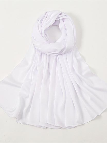 Crinkle Satin Hijab for Muslim Women Crepe Plain Shawl Wrinkle Solid Long Turban Islam Headscarf Solid Color Head Wrap Fashion - LuckyFash™