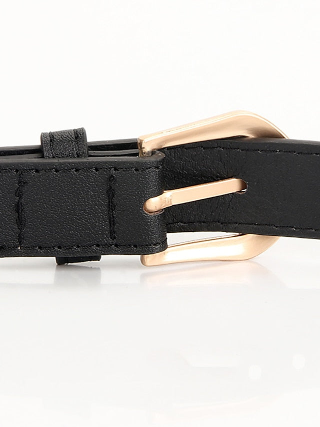 Women's Unisex PU Buckle Belt PU Leather Prong Buckle Plain Casual Classic Party Work Black Blue Brown Coffee - LuckyFash™