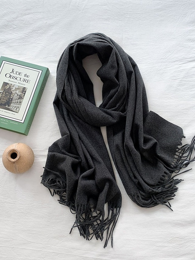 Women's Women's Shawls & Wraps Party Black Scarf Pure Color / Basic / Green / Khaki / Fall / Winter - LuckyFash™