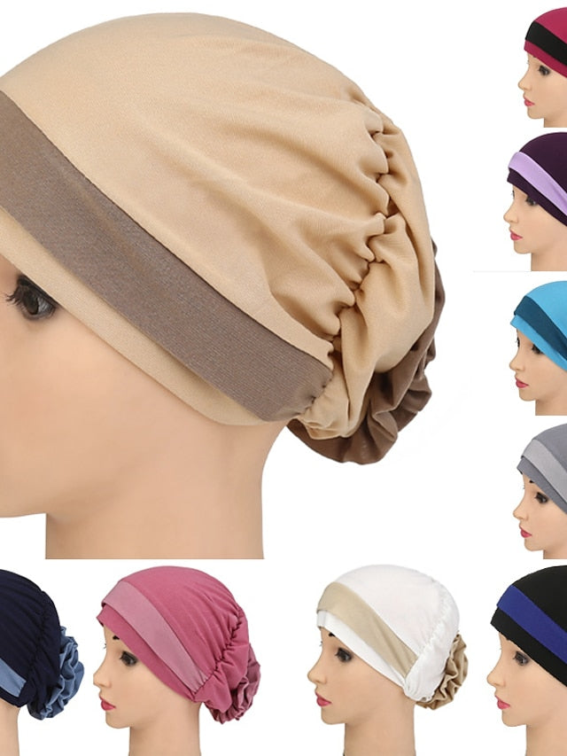 Stretch Inner Hijab Caps Muslim Hat Turban Femme Musulman Turbante Ready To Wear Hijab Bonnet Flower Indian Headwrap Loss Hair Cover - LuckyFash™