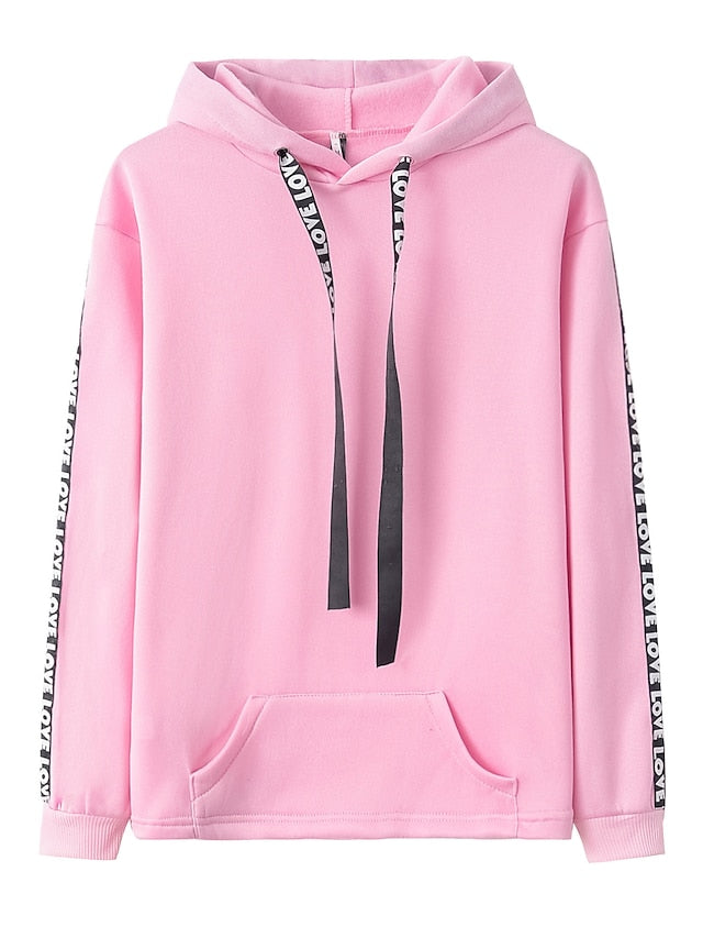 Women's Hoodie Pullover Basic Casual Black Blue Pink Plain Solid Colored Street Hooded Long Sleeve S M L XL XXL - LuckyFash™
