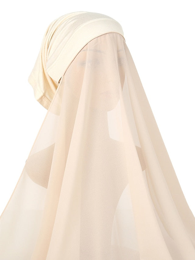 Muslim Women Hijabs Chiffon Shawl Head Scarf Islamic Ramadan Prayer Headwraps Bandage Adjustable Musulman Femme Veil - LuckyFash™