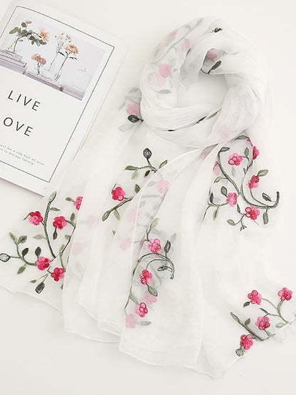 Women's Scarves Daily Holiday Flowers Cotton Polyester Vacation Bohemia Sunscreen Outdoor Casual 1 PC - LuckyFash™