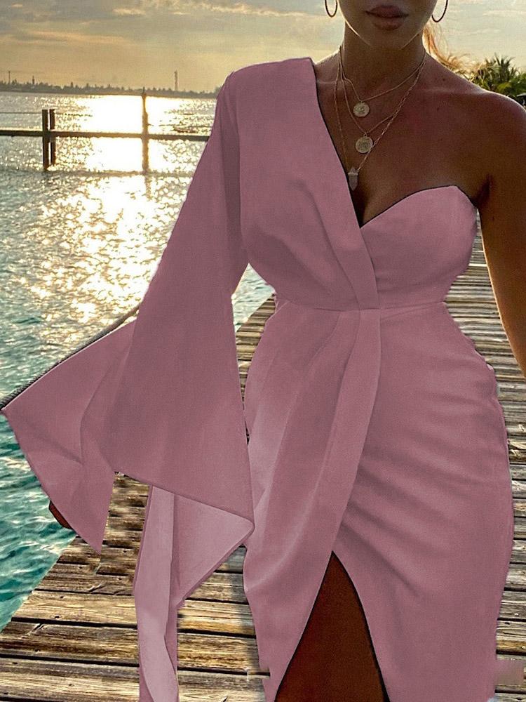 Irregular Flared Sleeve Slit Formal Dresses - LuckyFash™