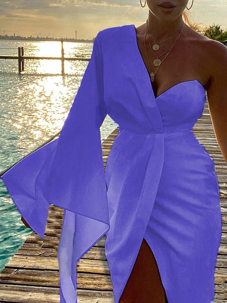 Irregular Flared Sleeve Slit Formal Dresses - LuckyFash™