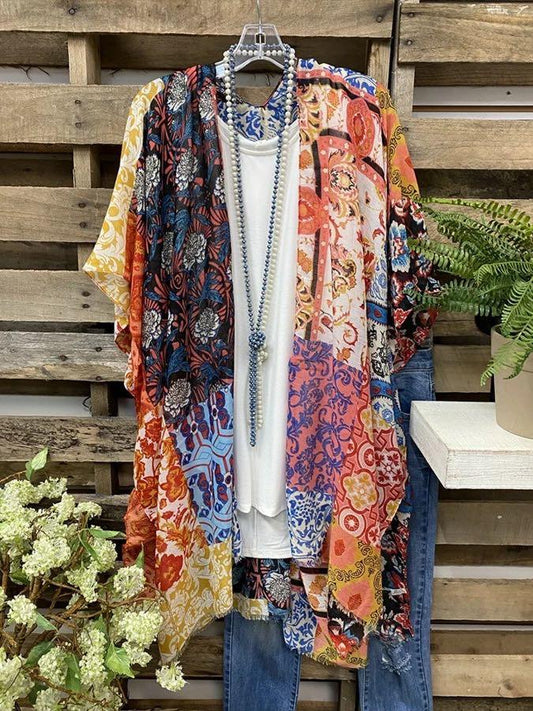 Irregular Hem Printed Casual Coat - LuckyFash™