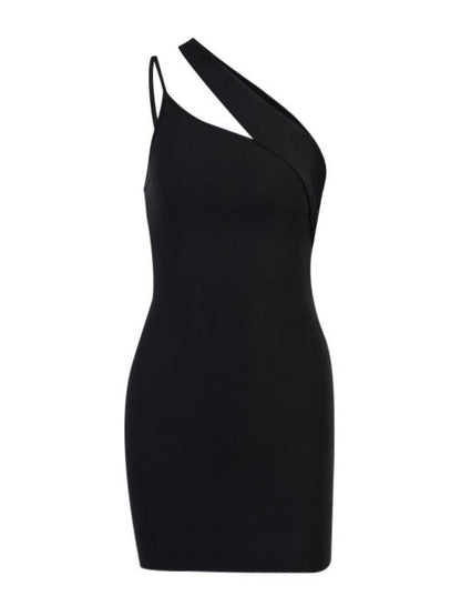 Irregular Oblique Shoulder Bodycon Mini Dress - LuckyFash™