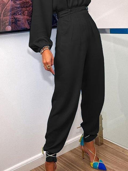 Irregular One-Shoulder Sleeve Top & Casual Pants Two-Piece Suit - LuckyFash™