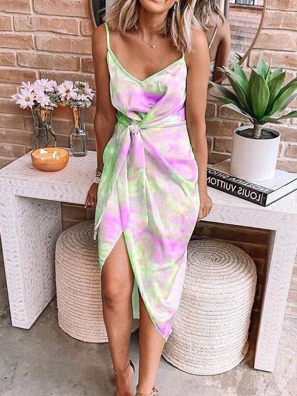 Irregular Twist Tie-Dye Backless Strap Dress - LuckyFash™