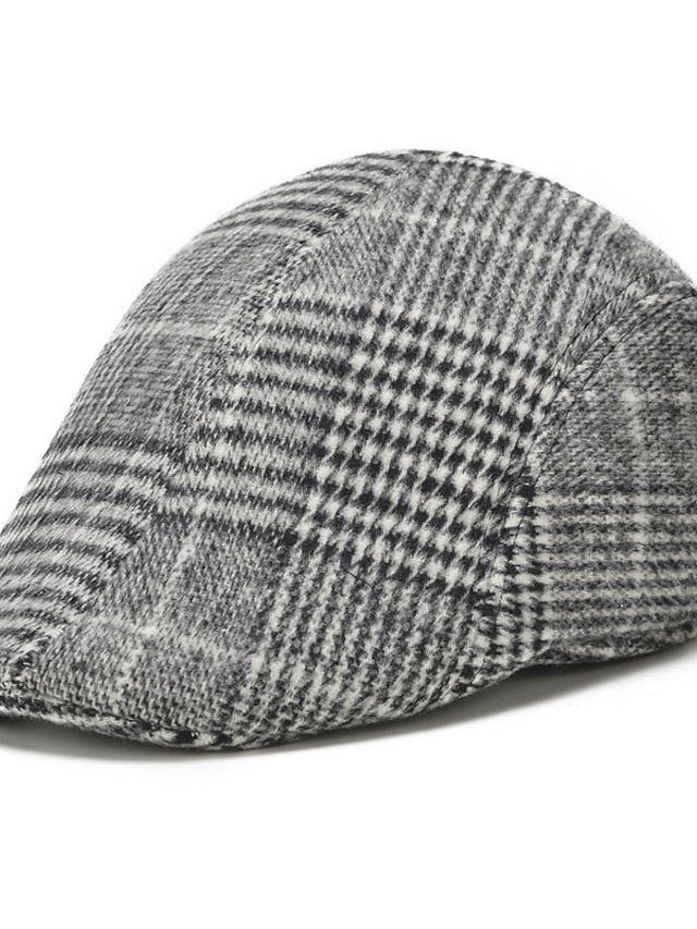 Women's Hat Beret Hat Winter Hats Light Gray Dark Gray Coffee Outdoor Street Dailywear Geometrical Plaid Warm Breathable - LuckyFash™