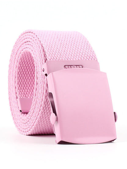 Women's Unisex Web Belt Canvas Sliding Buckle Plain Casual Classic Party Daily Violet Green White Black - LuckyFash™