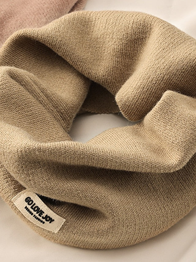 Women's Infinity Scarf Outdoor Dailywear Holiday Beige Black Khaki Scarf Pure Color - LuckyFash™