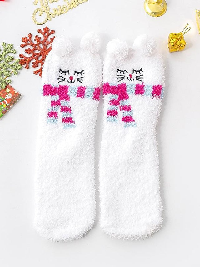 Women's Crew Socks Party Christmas Gift Multi Color Animal Patterned Polyester Spandex Casual Classic Warm Cute 1 Pair - LuckyFash™