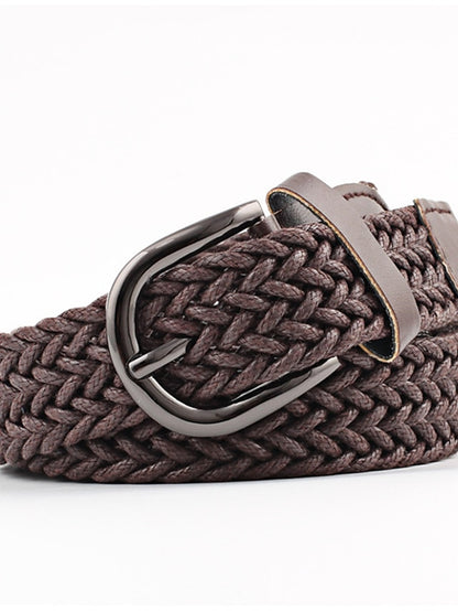 Men's Women's Web Belt Polyester Cotton Prong Buckle D-ring Casual Classic Party Daily Black Gray Red Brown - LuckyFash™