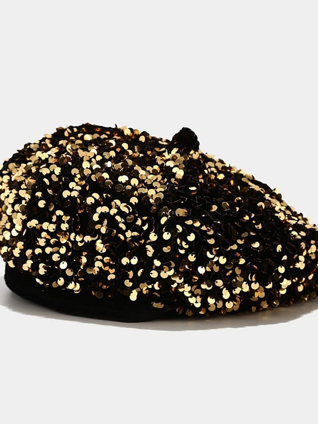 Popular Sequins Painter Hat Female Korean Version Trendy Beret Pub Party British Retro Octagonal Hat - LuckyFash™