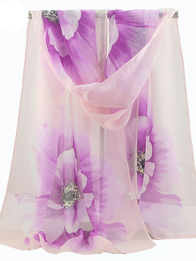 Women'S Large Floral Silk Scarf Cycling Sun Protection Long Scarf - LuckyFash™